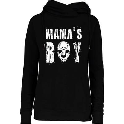 Mama's Boy Jason Hockey Mask Halloween Horror Movie Face Womens Funnel Neck Pullover Hood