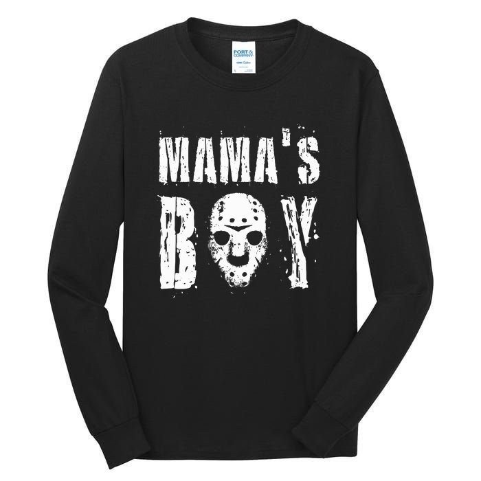 Mama's Boy Jason Hockey Mask Halloween Horror Movie Face Tall Long Sleeve T-Shirt