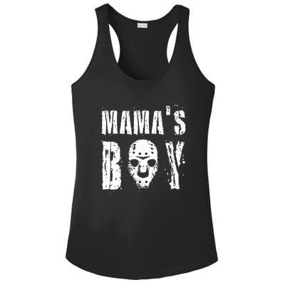 Mama's Boy Jason Hockey Mask Halloween Horror Movie Face Ladies PosiCharge Competitor Racerback Tank