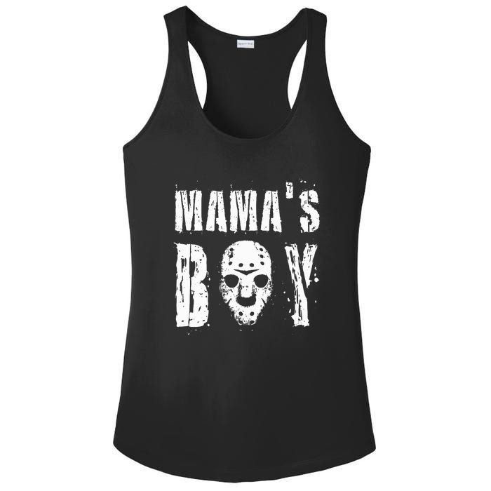 Mama's Boy Jason Hockey Mask Halloween Horror Movie Face Ladies PosiCharge Competitor Racerback Tank