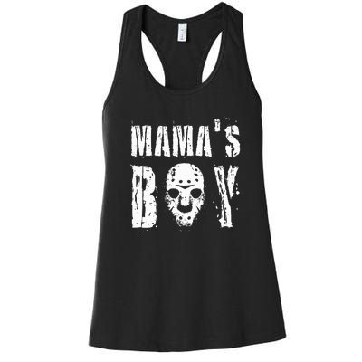 Mama's Boy Jason Hockey Mask Halloween Horror Movie Face Women's Racerback Tank