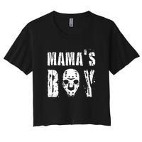 Mama's Boy Jason Hockey Mask Halloween Horror Movie Face Women's Crop Top Tee