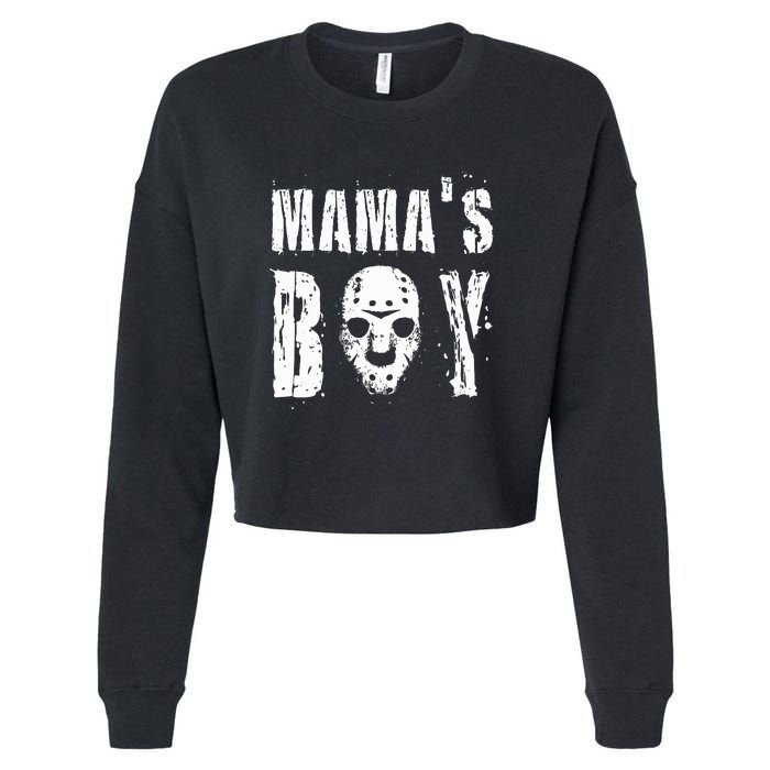 Mama's Boy Jason Hockey Mask Halloween Horror Movie Face Cropped Pullover Crew