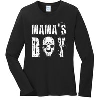 Mama's Boy Jason Hockey Mask Halloween Horror Movie Face Ladies Long Sleeve Shirt