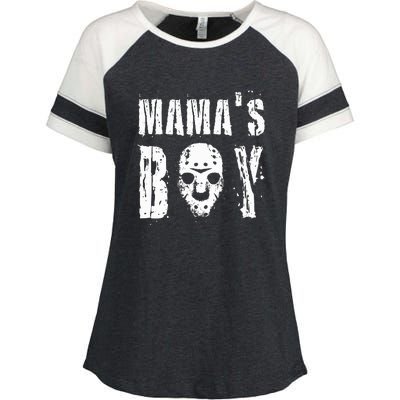 Mama's Boy Jason Hockey Mask Halloween Horror Movie Face Enza Ladies Jersey Colorblock Tee