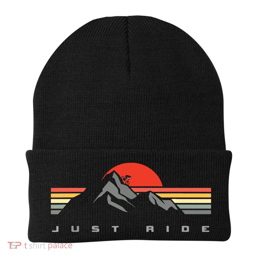 Mountain Bike Just Ride Downhill MTB Vintage Mountain Biker Beanie