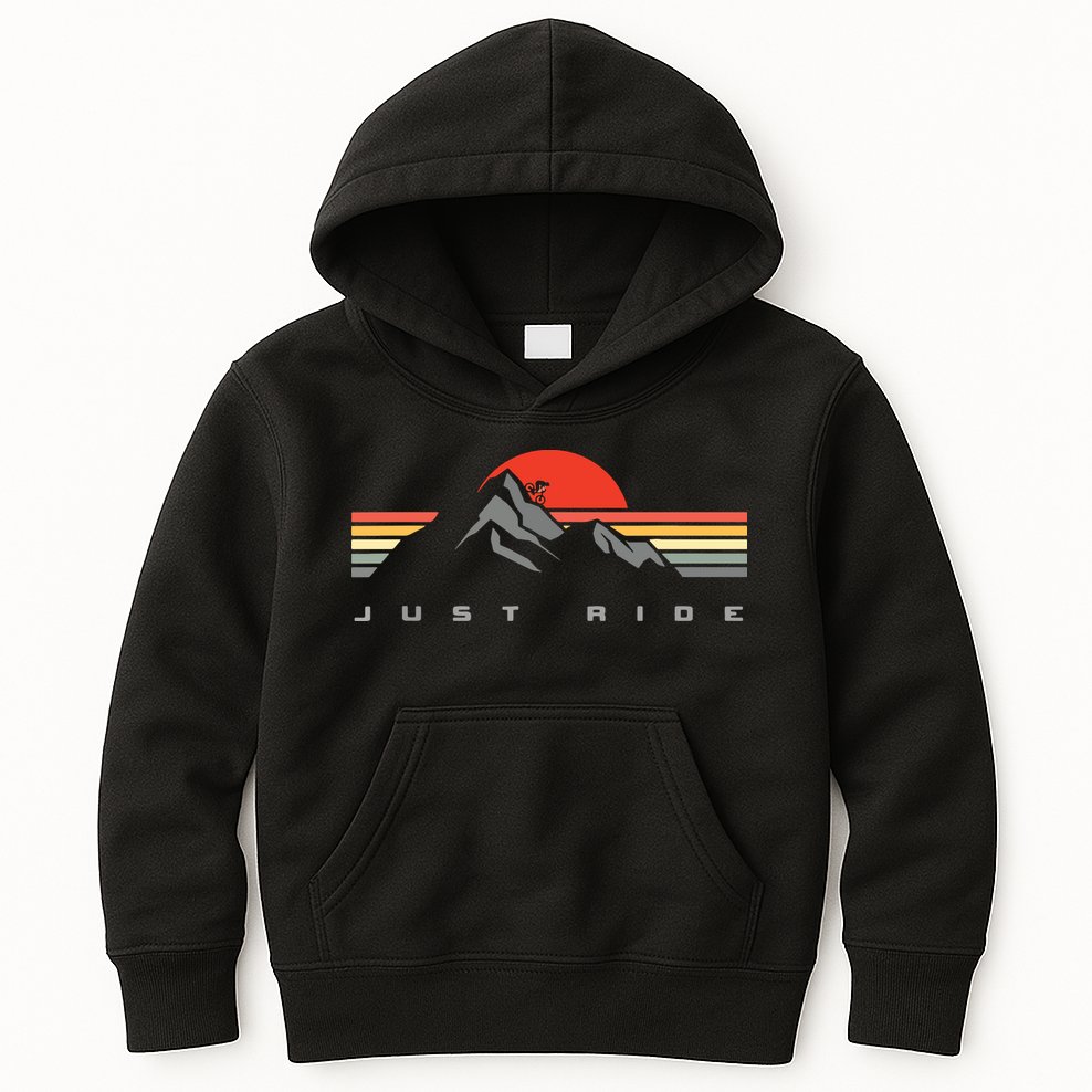 Mountain Bike Just Ride Downhill MTB Vintage Mountain Biker Kids Hoodie