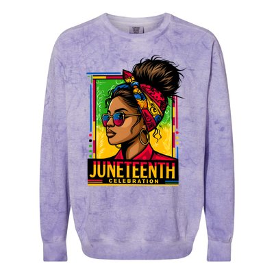 Messy Bun Junenth Celebrate 1865 Junenth Messy Bun Gift Colorblast Crewneck Sweatshirt