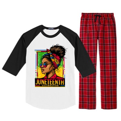 Messy Bun Junenth Celebrate 1865 Junenth Messy Bun Gift Raglan Sleeve Pajama Set