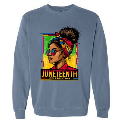 Messy Bun Junenth Celebrate 1865 Junenth Messy Bun Gift Garment-Dyed Sweatshirt