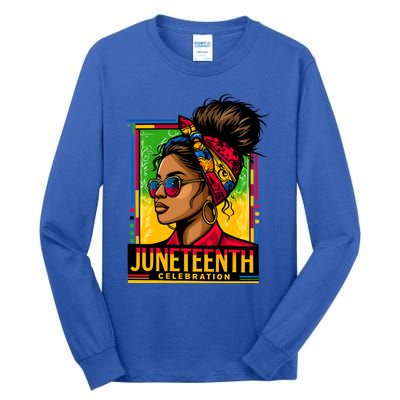 Messy Bun Junenth Celebrate 1865 Junenth Messy Bun Gift Tall Long Sleeve T-Shirt