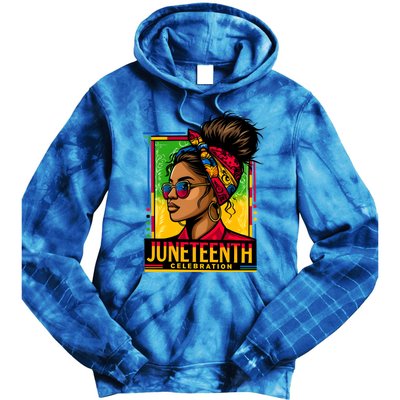 Messy Bun Junenth Celebrate 1865 Junenth Messy Bun Gift Tie Dye Hoodie