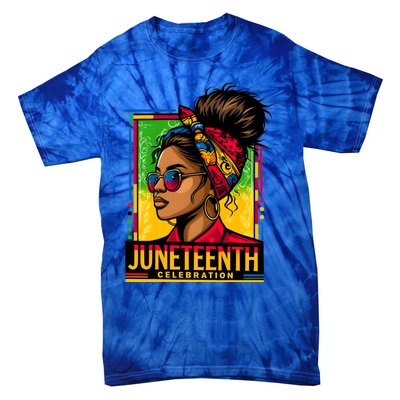 Messy Bun Junenth Celebrate 1865 Junenth Messy Bun Gift Tie-Dye T-Shirt