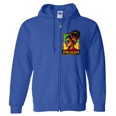 Messy Bun Junenth Celebrate 1865 Junenth Messy Bun Gift Full Zip Hoodie