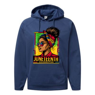 Messy Bun Junenth Celebrate 1865 Junenth Messy Bun Gift Performance Fleece Hoodie