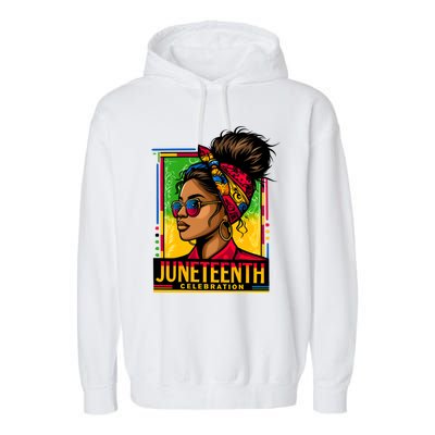 Messy Bun Junenth Celebrate 1865 Junenth Messy Bun Gift Garment-Dyed Fleece Hoodie