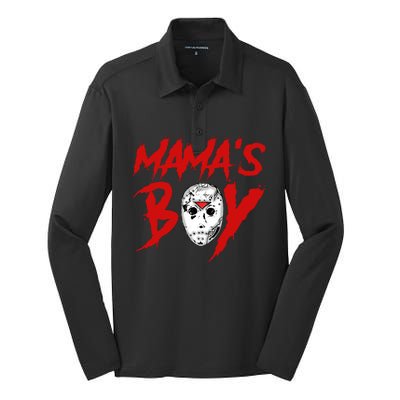 Mama’S Boy Jason Mask Halloween Mama’S Boy Halloween Silk Touch Performance Long Sleeve Polo