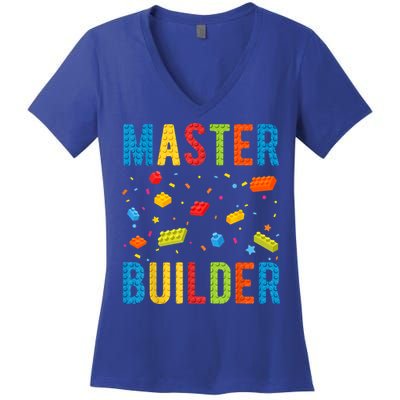 Master Builder Building Blocks Brick Builder Women's V-Neck T-Shirt