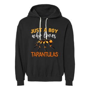 Men Boys Kids Just A Boy Who Loves Tarantulas Spider Garment-Dyed Fleece Hoodie