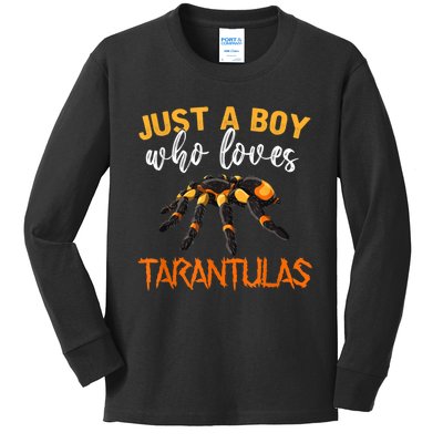 Men Boys Kids Just A Boy Who Loves Tarantulas Spider Kids Long Sleeve Shirt