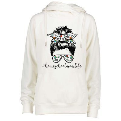 Messy Bun Life Of A Homeschool Mom Mother's Day Super Mamma Womens Funnel Neck Pullover Hood