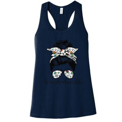 Messy Bun Life Of A Homeschool Mom Mother's Day Super Mamma Women's Racerback Tank