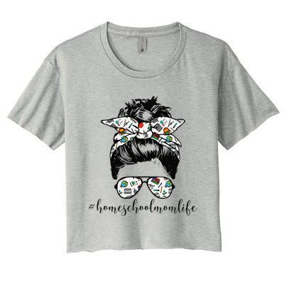 Messy Bun Life Of A Homeschool Mom Mother's Day Super Mamma Women's Crop Top Tee