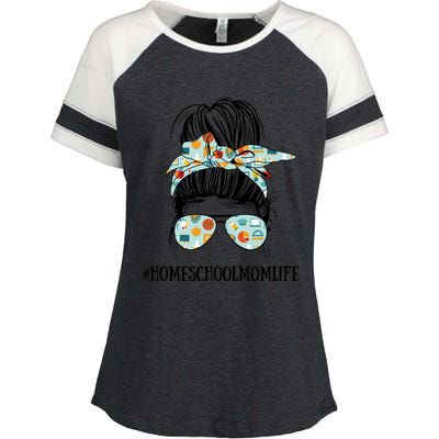 Messy Bun Life Of A Homeschool Mom Mother's Day Super Mom Gift Enza Ladies Jersey Colorblock Tee