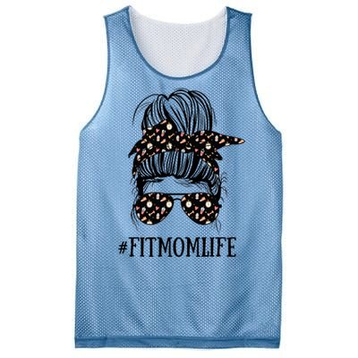 Messy Bun Life Of A Fitness Mom Mother's Day Cute Workout Gift Mesh Reversible Basketball Jersey Tank