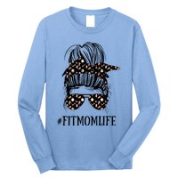 Messy Bun Life Of A Fitness Mom Mother's Day Cute Workout Gift Long Sleeve Shirt