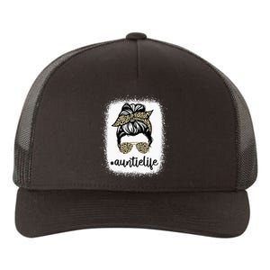 Messy Bun Leopard Auntie Life Mother's Day Yupoong Adult 5-Panel Trucker Hat