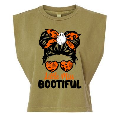 Messy Bun Little Miss Bootiful Boo Halloween Costume Cool Gift Garment-Dyed Women's Muscle Tee