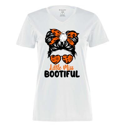 Messy Bun Little Miss Bootiful Boo Halloween Costume Cool Gift Women's Momentum V-Neck T-Shirt