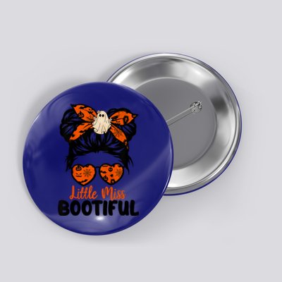 Messy Bun Little Miss Bootiful Boo Halloween Costume Gift Button