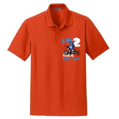 Motocross Birthday Little Is Two Years Old Dry Zone Grid Polo