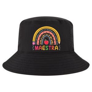 Maestra Bilingual Leopard Rainbow Regalos Spanish Teacher Cool Comfort Performance Bucket Hat