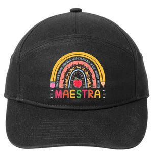 Maestra Bilingual Leopard Rainbow Regalos Spanish Teacher 7-Panel Snapback Hat