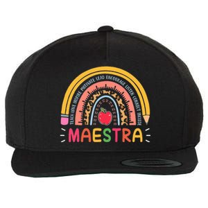 Maestra Bilingual Leopard Rainbow Regalos Spanish Teacher Wool Snapback Cap