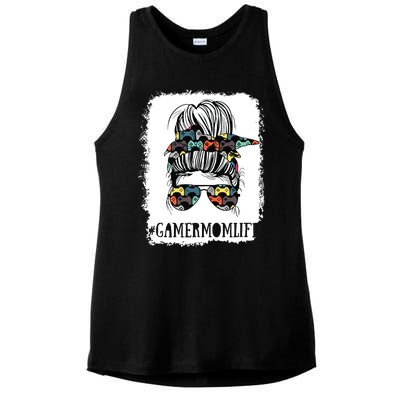 Messy Bun Life Of A Gamer Mom Mothers Day Gaming Mother Ladies PosiCharge Tri-Blend Wicking Tank