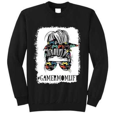 Messy Bun Life Of A Gamer Mom Mothers Day Gaming Mother Sweatshirt