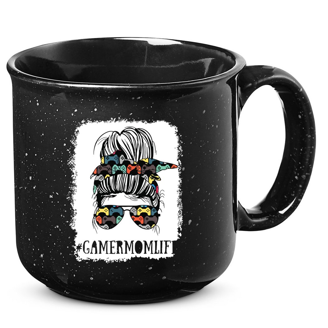 Messy Bun Life Of A Gamer Mom Mothers Day Gaming Mother 15oz Campfire Ceramic Mug