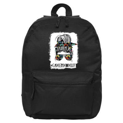Messy Bun Life Of A Gamer Mom Mothers Day Gaming Mother 16 in Basic Backpack