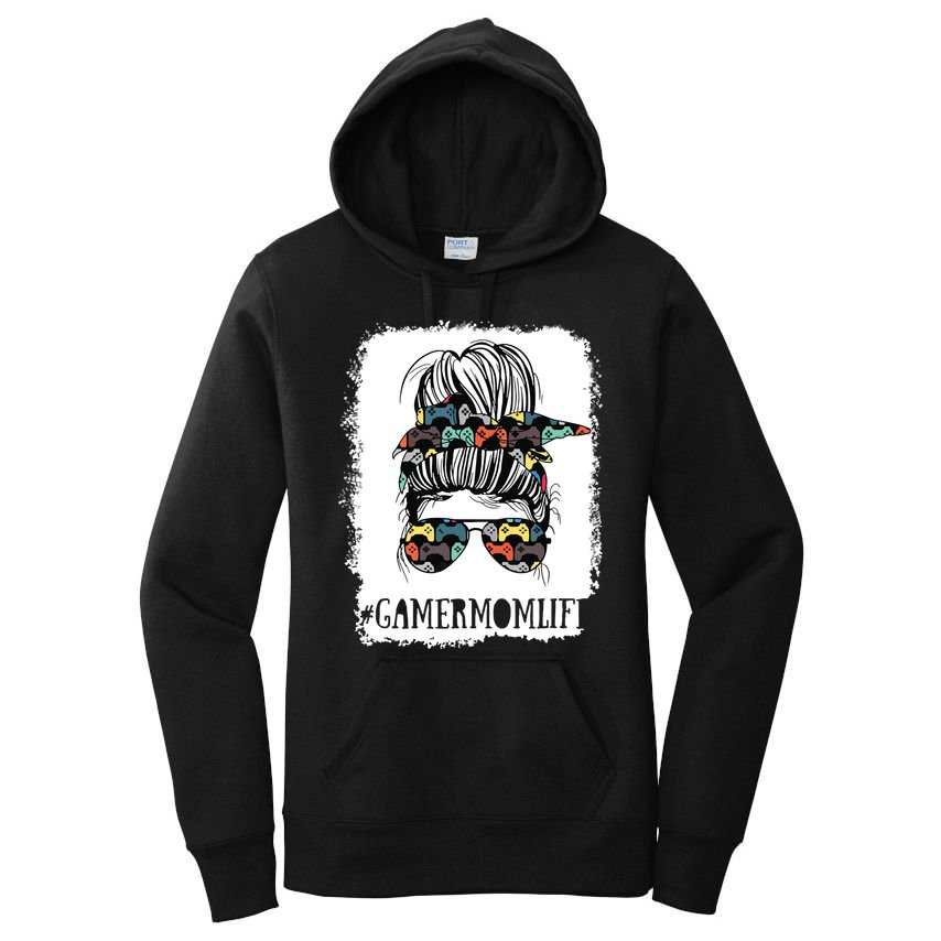 Messy Bun Life Of A Gamer Mom Mothers Day Gaming Mother Women's Pullover Hoodie