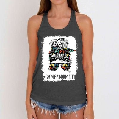 Messy Bun Life Of A Gamer Mom Mothers Day Gaming Mother Women's Knotted Racerback Tank