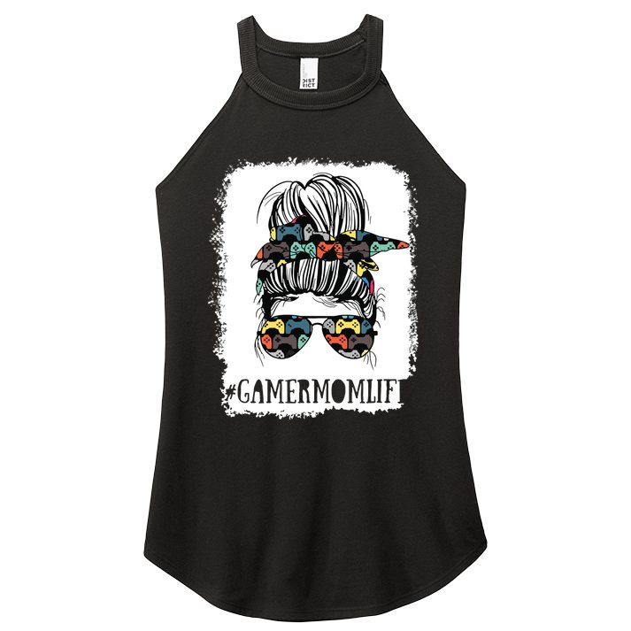 Messy Bun Life Of A Gamer Mom Mothers Day Gaming Mother Women's Perfect Tri Rocker Tank