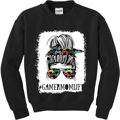 Messy Bun Life Of A Gamer Mom Mothers Day Gaming Mother Kids Sweatshirt