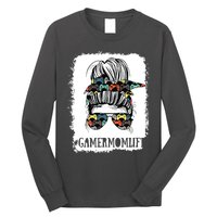 Messy Bun Life Of A Gamer Mom Mothers Day Gaming Mother Long Sleeve Shirt