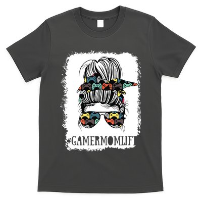 Messy Bun Life Of A Gamer Mom Mothers Day Gaming Mother T-Shirt