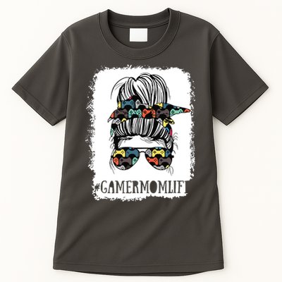 Messy Bun Life Of A Gamer Mom Mothers Day Gaming Mother Tall T-Shirt