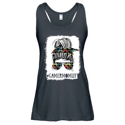 Messy Bun Life Of A Gamer Mom Mothers Day Gaming Mother Ladies Essential Flowy Tank